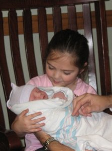 Lana holding Walker right after he was born.